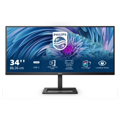 Изображение Монитор Philips E Line 346E2LAE/00 размером 34 дюйма черного цвета.