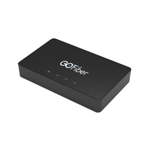 Picture of GoFiber Bridge ONT GF10SK 10GB Optical Fiber Adapter in black.