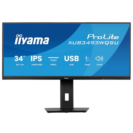 Изображение Монитор IIYAMA ProLite XUB3493WQSU-B6 размером 34 дюйма черного цвета.