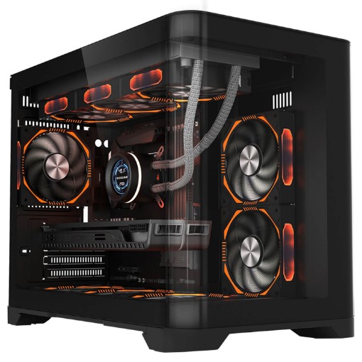 Picture of 1StPlayer UV6 Computer Case UV6-BK-2FC7R-1FC7 in black color.
