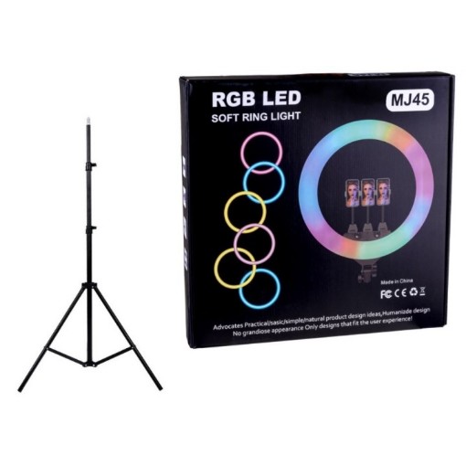 תמונה של רינג לד RGB 45 ס"מ עם חצובה 1.6 מטר MJ45