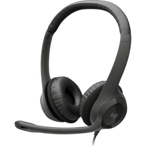 תמונה של אוזניות עם מיקרופון למחשב Logitech H390 USB בצבע שחור