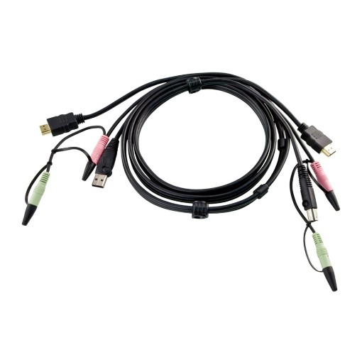 Изображение Кабель KVM HDMI длиной 1.8 метра от компании ATEN черного цвета.