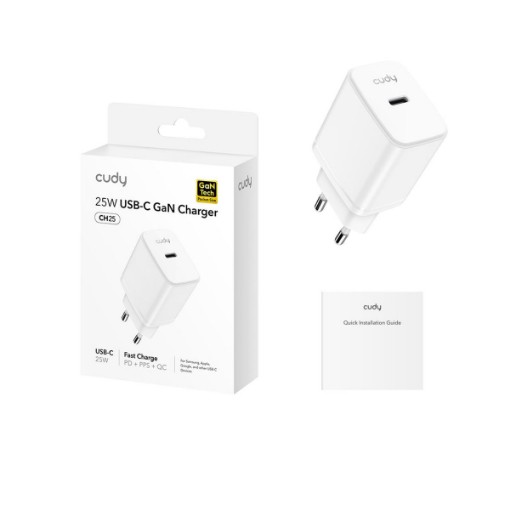 Изображение Зарядное устройство CUDY 25W USB-C с EU вилка модель CH25 1.0.