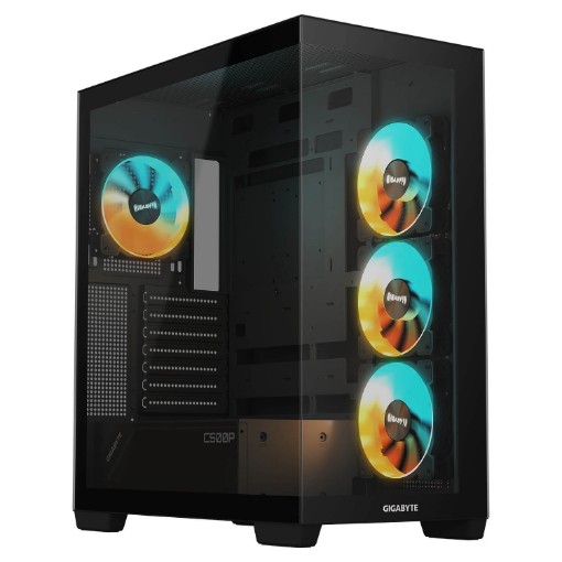 Изображение Корпус компьютера Gigabyte C500 Panoramic Stealth черного цвета.