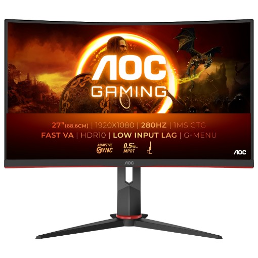 Изображение Изогнутый игровой монитор AOC C27G2Z3-BK 27 дюймов черного цвета.