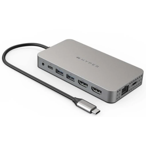 תמונה של תחנת עגינה Hyper Dual 4K HDMI 10-In-1 USB-C בצבע Space Gray