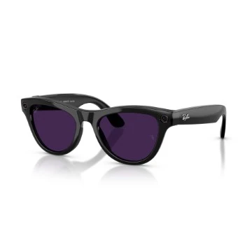 Picture of Ray-Ban Meta Skyler Gen 2 RW4014 smart sunglasses with Transitions® Clear/Amethyst lenses and glossy black frame in size 52-20.