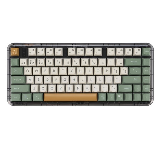 Изображение Беспроводная механическая клавиатура ASUS Jelly75 KD201 коричневого, белого, зелёного цвета.