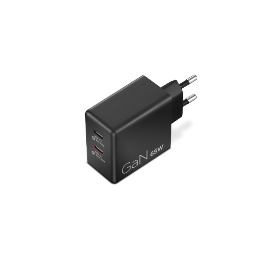 תמונה של מתאם חשמל Lenovo Dual USB-C 65W GaN צבע שחור G0A6065BEU