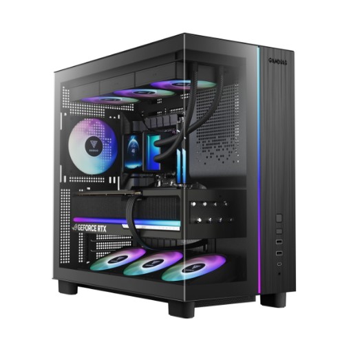 Picture of GAMDIAS ATLAS M4 computer case in black color.