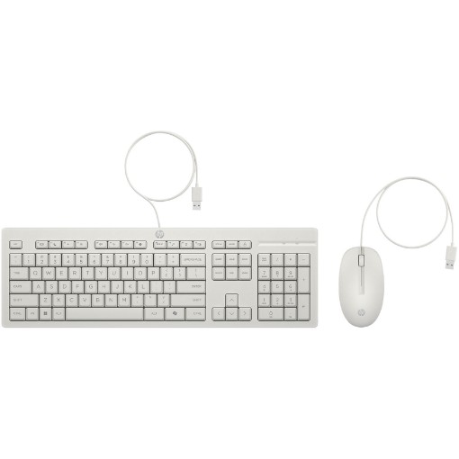 Изображение Набор клавиатура и мышь HP 225 AW5S6AA белого цвета.