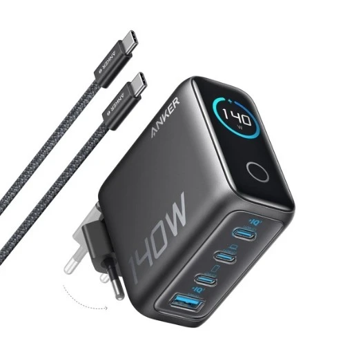 Изображение Сетевое зарядное устройство Anker Zolo Charger 140W с 4 выходами для зарядки.