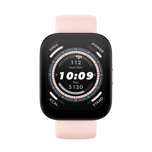 Изображение Умные часы Amazfit Bip 5 в пастельно-розовом цвете.