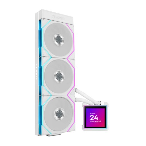 Изображение Жидкостное охлаждение для процессора Lian-Li HydroShift II LCD-S 360TL белого цвета.