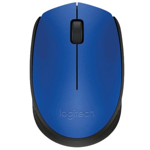 Picture of Logitech M171 wireless mouse in blue color.