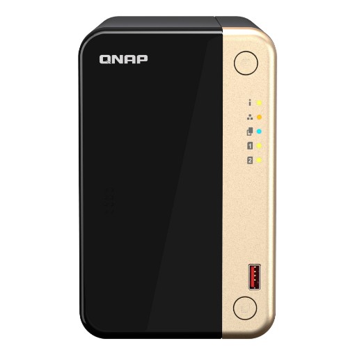 Изображение NAS компьютер QNAP TS-264 2-отсека 8 ГБ ОЗУ, цвет черный и золотой.