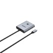 Picture of Two-way switch UNITEK D1078A with USB-C connection in space gray color.