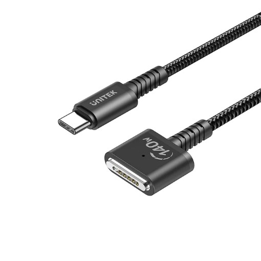 Picture of UNITEK USB-C charging cable for Magsafe 3 connection, 1 meter long.