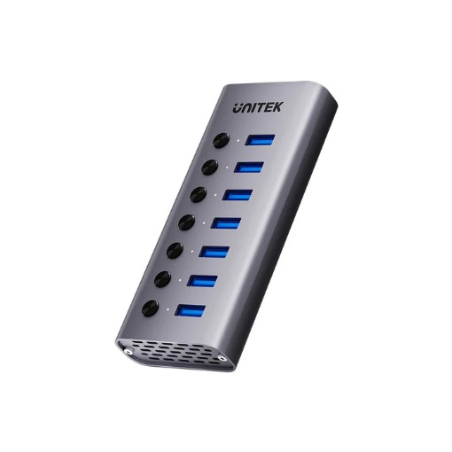 Picture of 7-in-1 USB splitter UNITEK H1314A01 in space gray.
