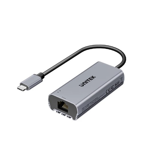 Изображение Адаптер USB-C Unitek для сети 5 Гбит/с серого космического цвета.
