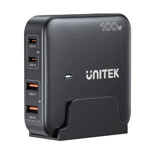 תמונה של מטען UNITEK 100W עם 2 חיבורי USB-C ו-2 חיבורי USB P1229ABK01-EU