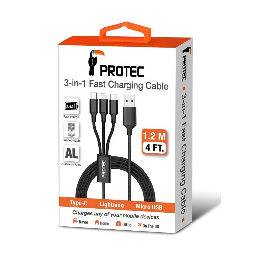 Picture of PROTEC DM149 - Universal 3-in-1 Charging Cable.