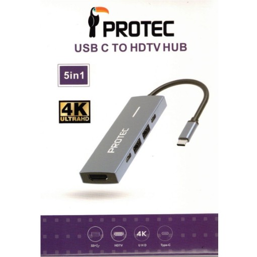 Picture of PROTEC DM291 - 5-in-1 multiport with charging and display.