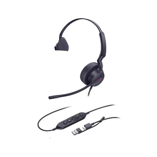 Picture of Yealink UH44 Mono Teams USB C/A Headset in Black.