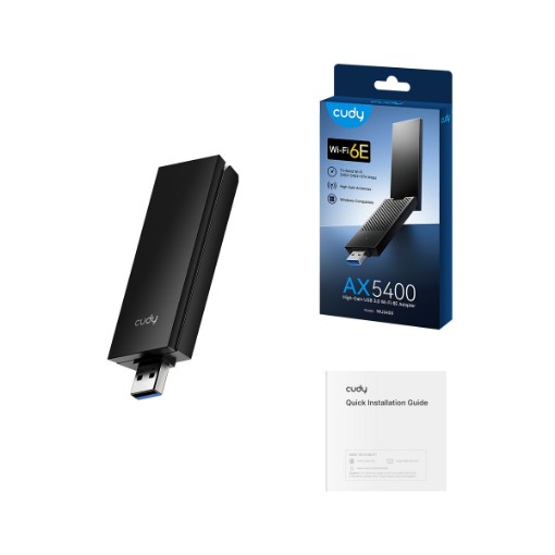 Изображение Беспроводной сетевой адаптер USB Cudy WU5400 Wi-Fi 6E AX5400 с внешними антеннами.