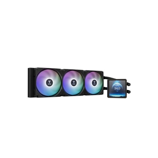 Изображение Жидкостное охлаждение GAMDIAS AURA GL360 LCD черного цвета.