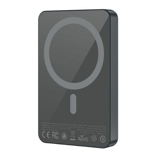 Изображение Беспроводной аккумулятор ENERGY MP39 Legend 10000mAh серого цвета, поддерживает MagSafe и быструю зарядку.