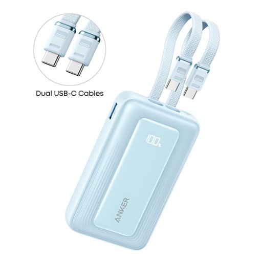 Picture of Anker Zolo Power Bank Backup Battery 35W 10,000mAh in blue.