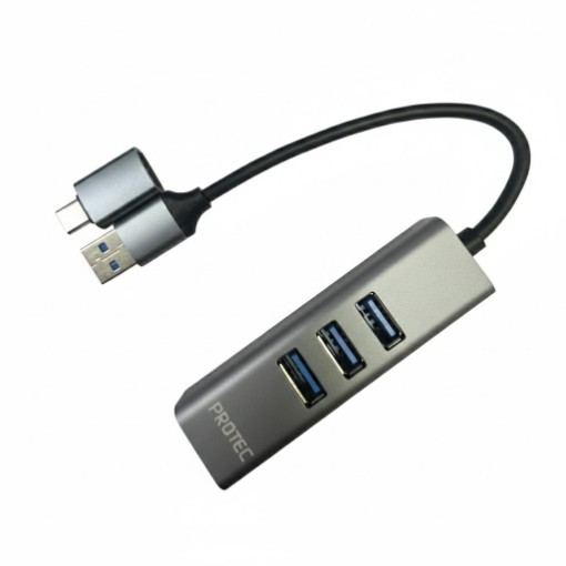 תמונה של מפצל USB ומתאם רשת USB 3.0 PROTEC DM131A