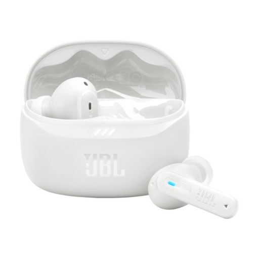 Picture of JBL Tune Beam 2 TWS wireless headphones in white.