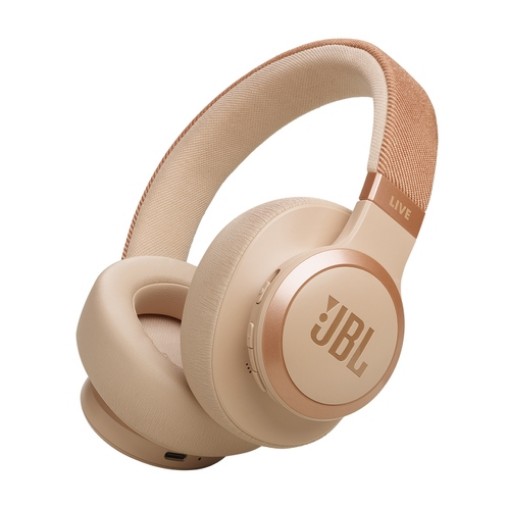 Изображение Беспроводные накладные наушники JBL Live 770NC бежевого цвета.