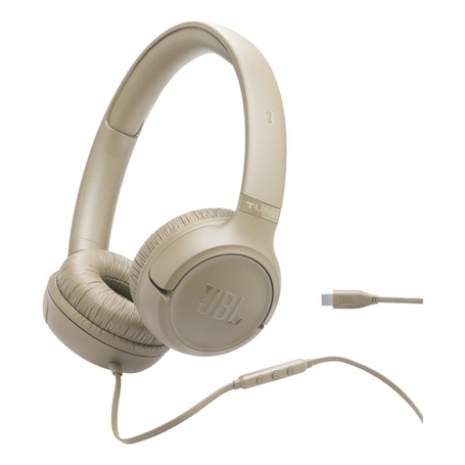 Изображение Проводные накладные наушники JBL Tune 530C USB-C бежевого цвета.
