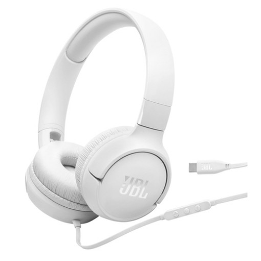 Изображение Проводные накладные наушники JBL Tune 520C USB-C белого цвета.