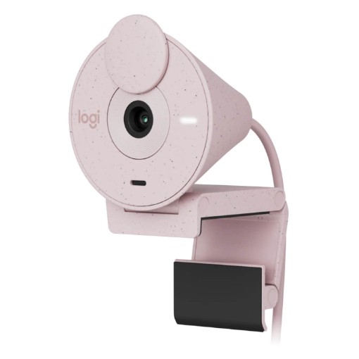 Picture of Logitech Brio 300 Full HD webcam in pink.
