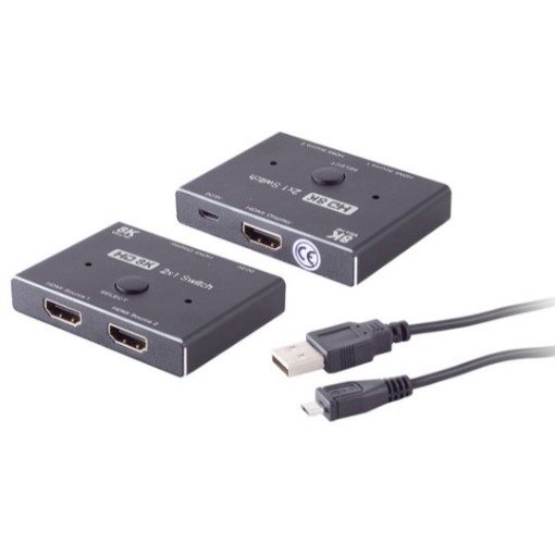 תמונה של מתג HDMI Simpuls מקצועי 2x1 8K@60Hz בצבע שחור