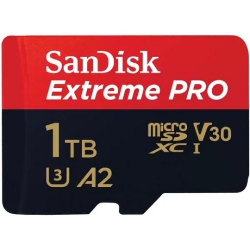 תמונה של כרטיס זיכרון עם מתאם SanDisk Extreme Pro A2 MicroSDXC - דגם SDSQXCD-1T00-GN6MA - נפח 1TB