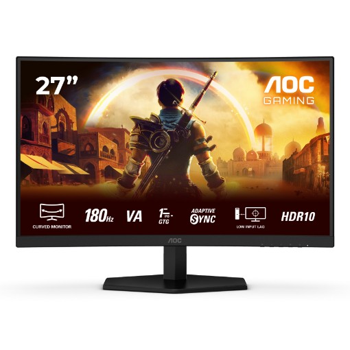 Изображение Игровой монитор AOC G4 C27G42E 27 дюймов черно-красного цвета.