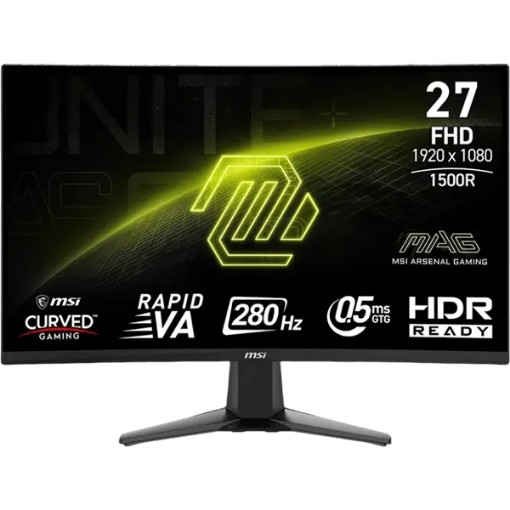 Изображение Изогнутый игровой монитор MSI MAG 276CXF 280 Гц черного цвета.