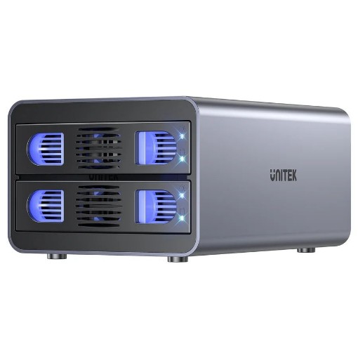 Picture of External enclosure for hard drive UNITEK S1308A01 with 2 USB-C ports.
