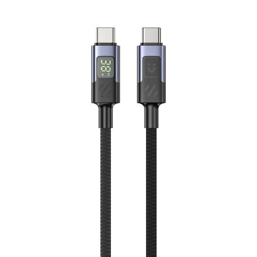Picture of USB-C to USB-C cable UNITEK with LED display, 60W power, C14158A.