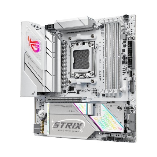 Изображение Материнская плата ASUS ROG STRIX B850-G Gaming WiFi белого цвета.