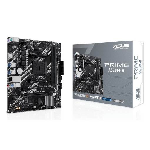 Изображение Материнская плата ASUS Prime A520M-R черного цвета.