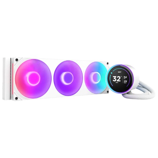 Изображение Жидкостное охлаждение для процессора NZXT Kraken Elite 360 RGB 360 мм белого цвета.