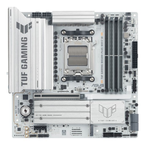Изображение Материнская плата ASUS TUF GAMING B850M-PLUS WIFI7 белого цвета.