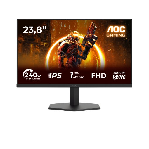 Изображение Игровой монитор AOC 24G11ZE размером 23,8 дюйма черного и красного цвета.
